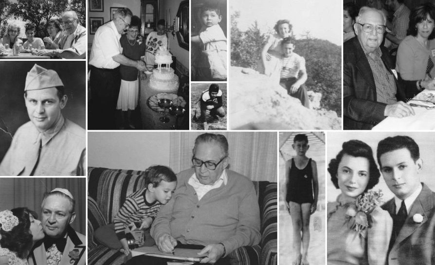 Collage of black and white photos: people of different ages; celebrating, smiling, and looking at the camera.