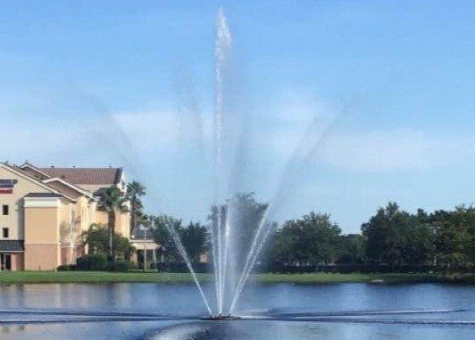 Beautiful Fountain in the Middle of Lake — Jacksonville, FL — Innovative Fountain Services