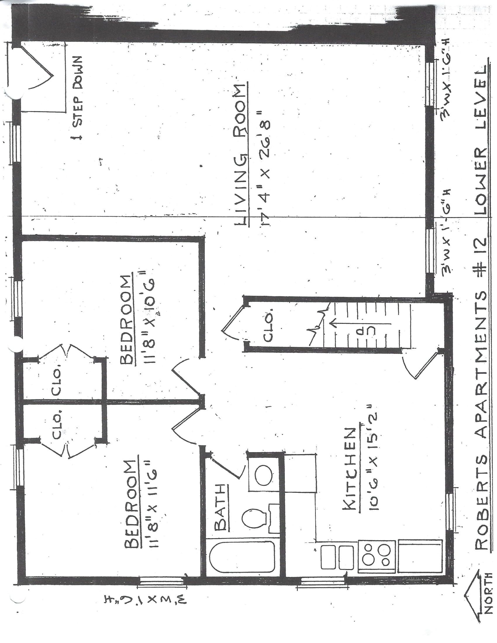 a black and white floor plan of a bedroom apartment