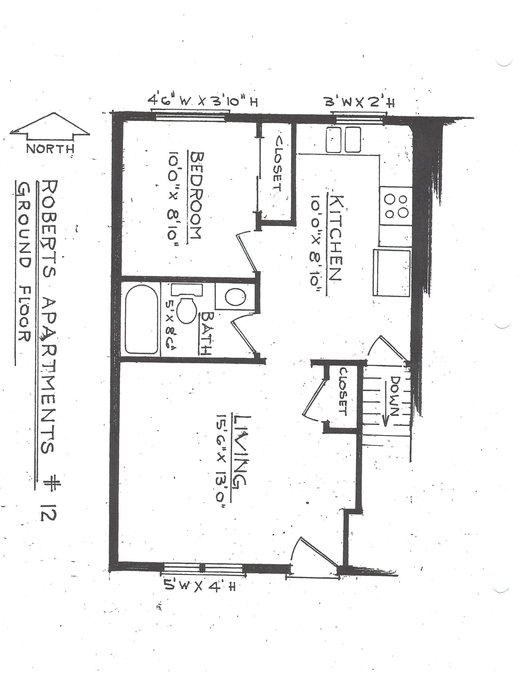 a black and white floor plan of a small apartment