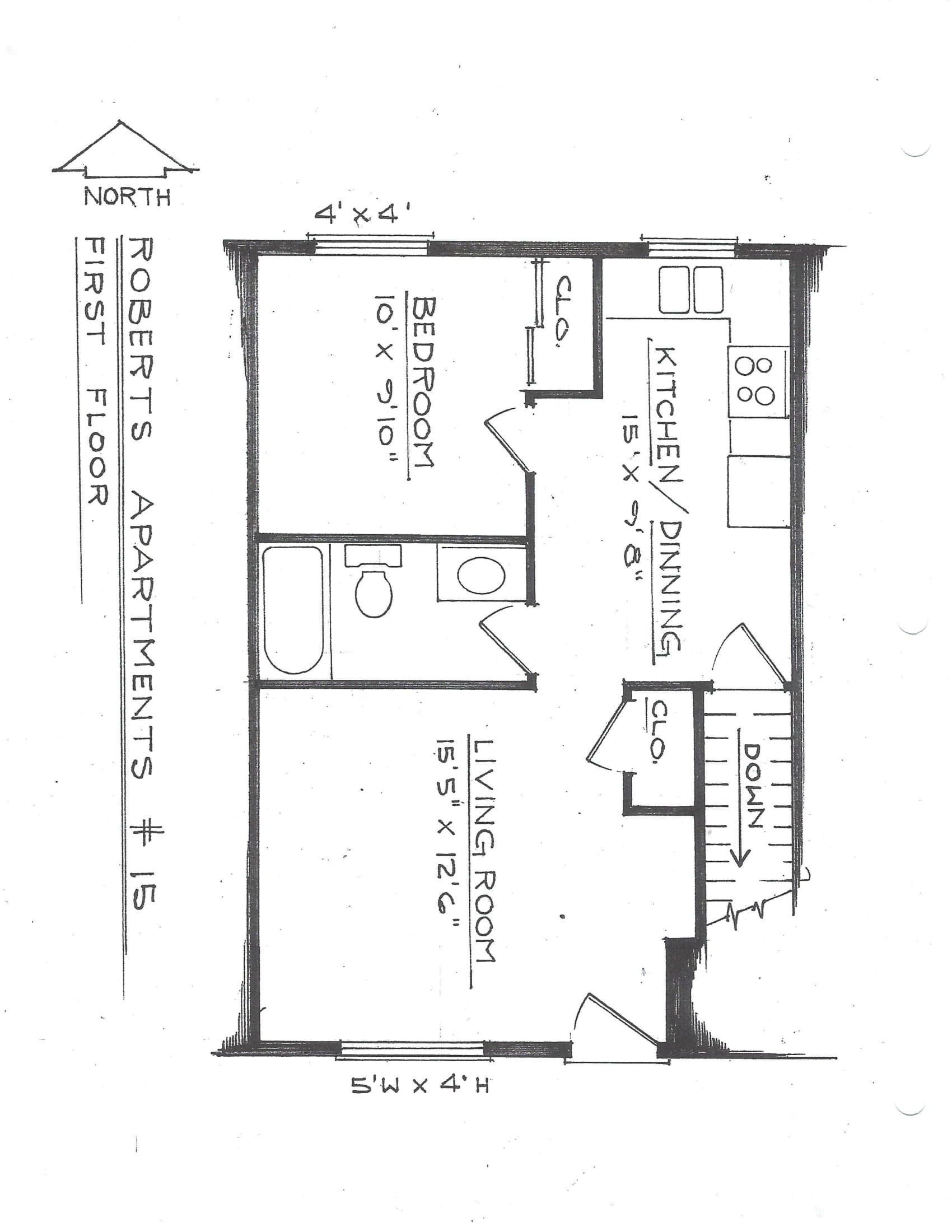 a black and white floor plan of a small apartment