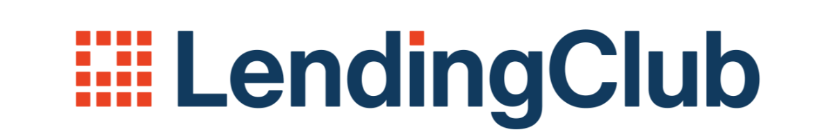 Lending Club logo with a red and white square grid and dark blue text.