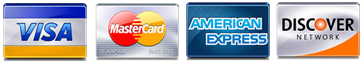 Visa, Mastercard, AMEX, Discover credit cards