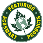 a green circle with a maple leaf and a globe inside of it .