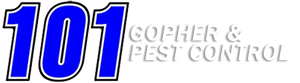 a blue and white logo for 101 gopher and pest control
