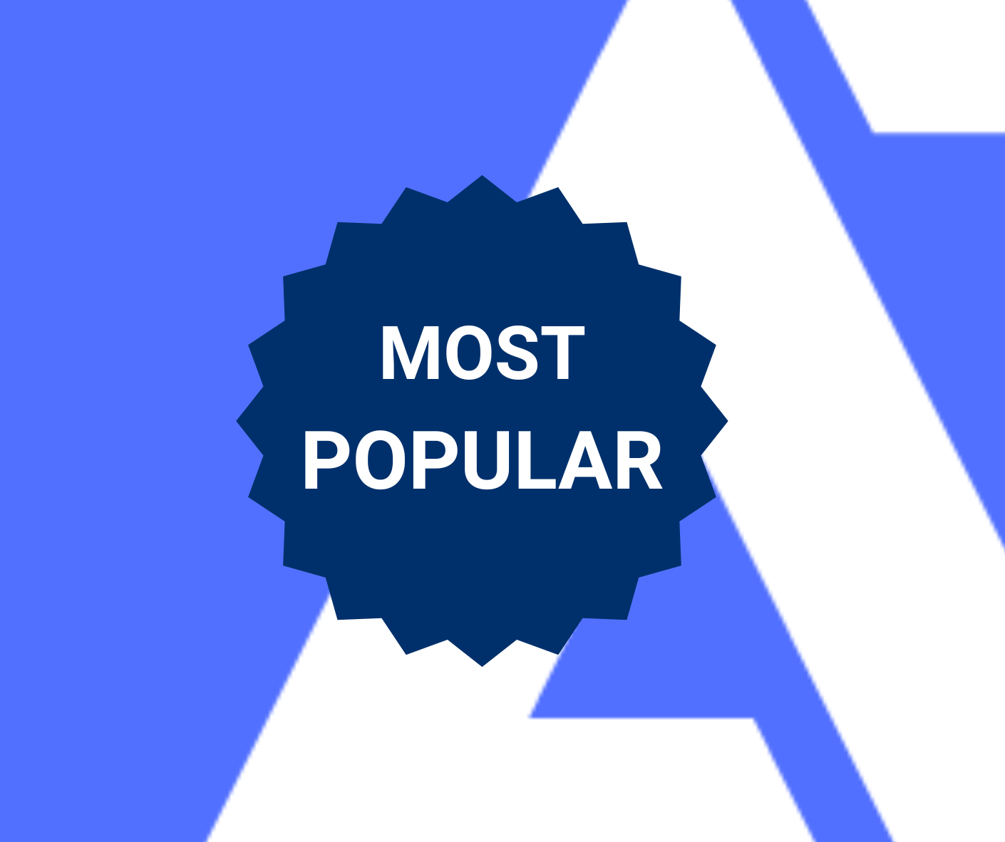 Blue badge with the words 