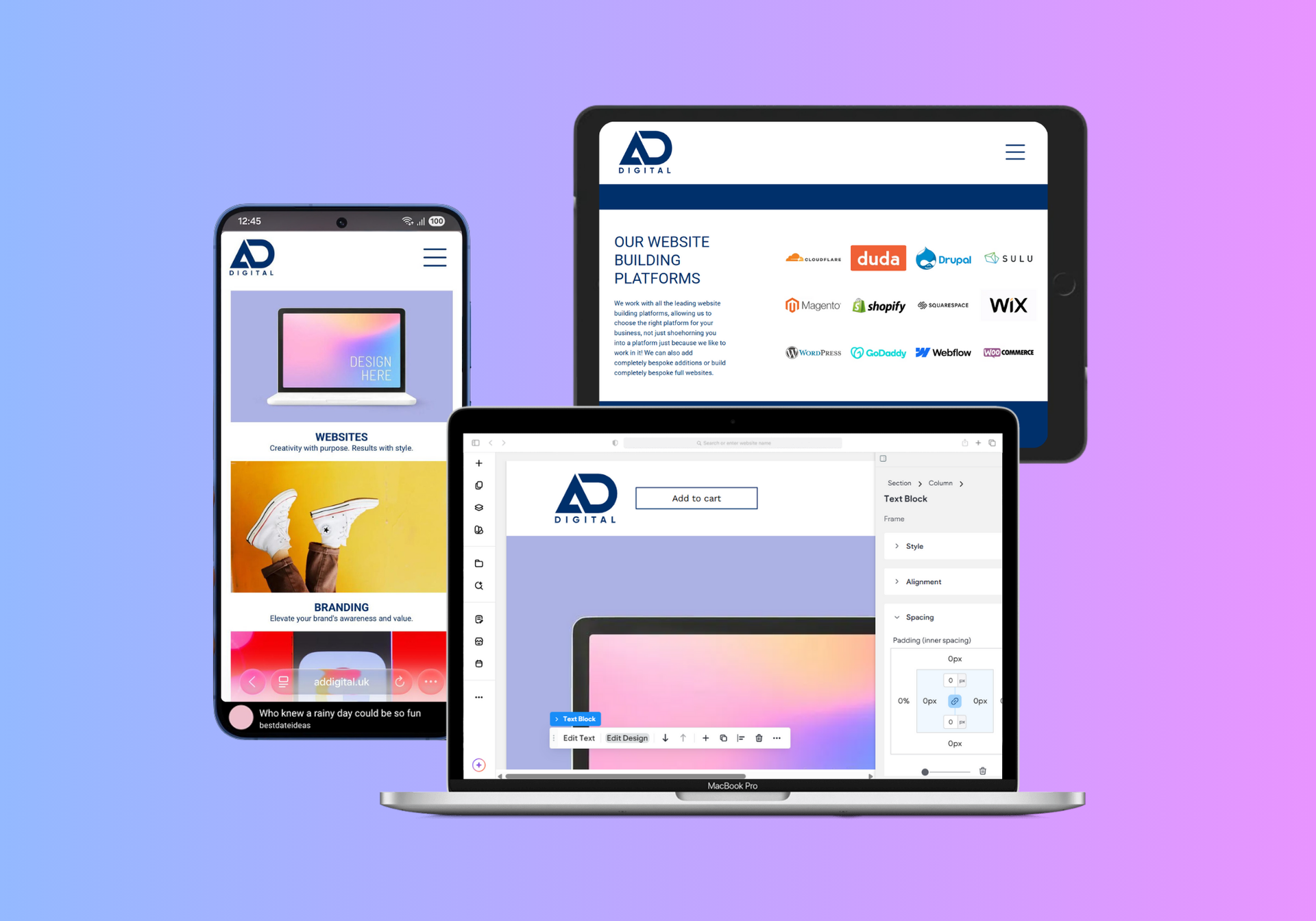 Laptop with a gradient screen displaying 