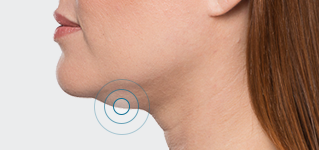 A close up of a woman 's neck with circles drawn on it.