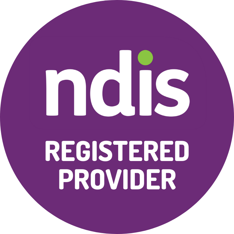 A purple circle with the word registered provider on it