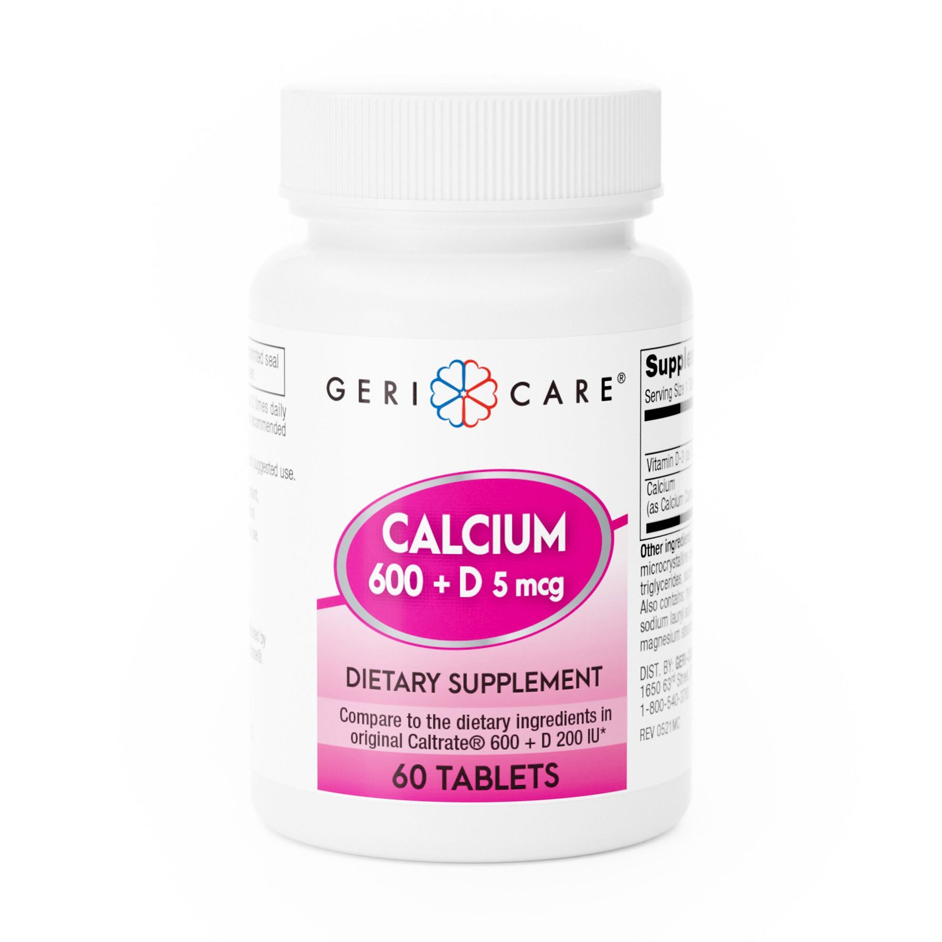 Calcio 600 mg + Vitamina D – 60 tabletas (1 botella)