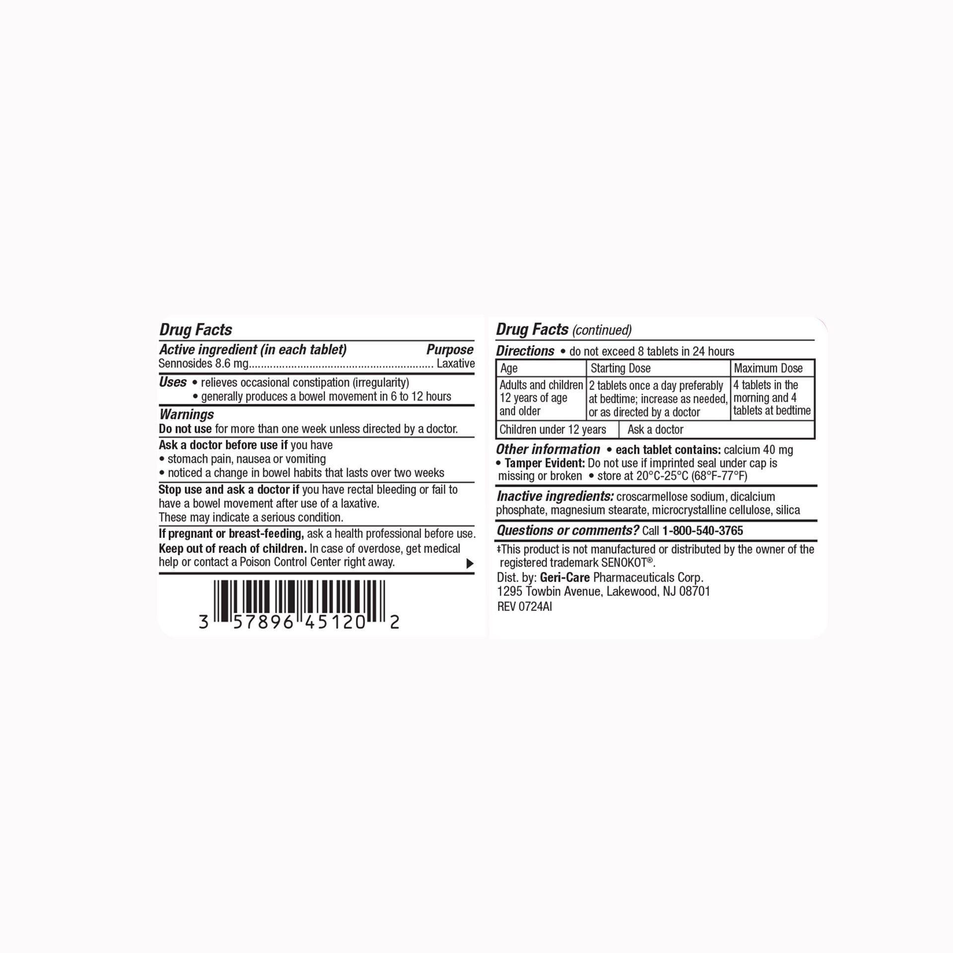 Sennósidos 8.6mg (200 tabletas) (1 botella)