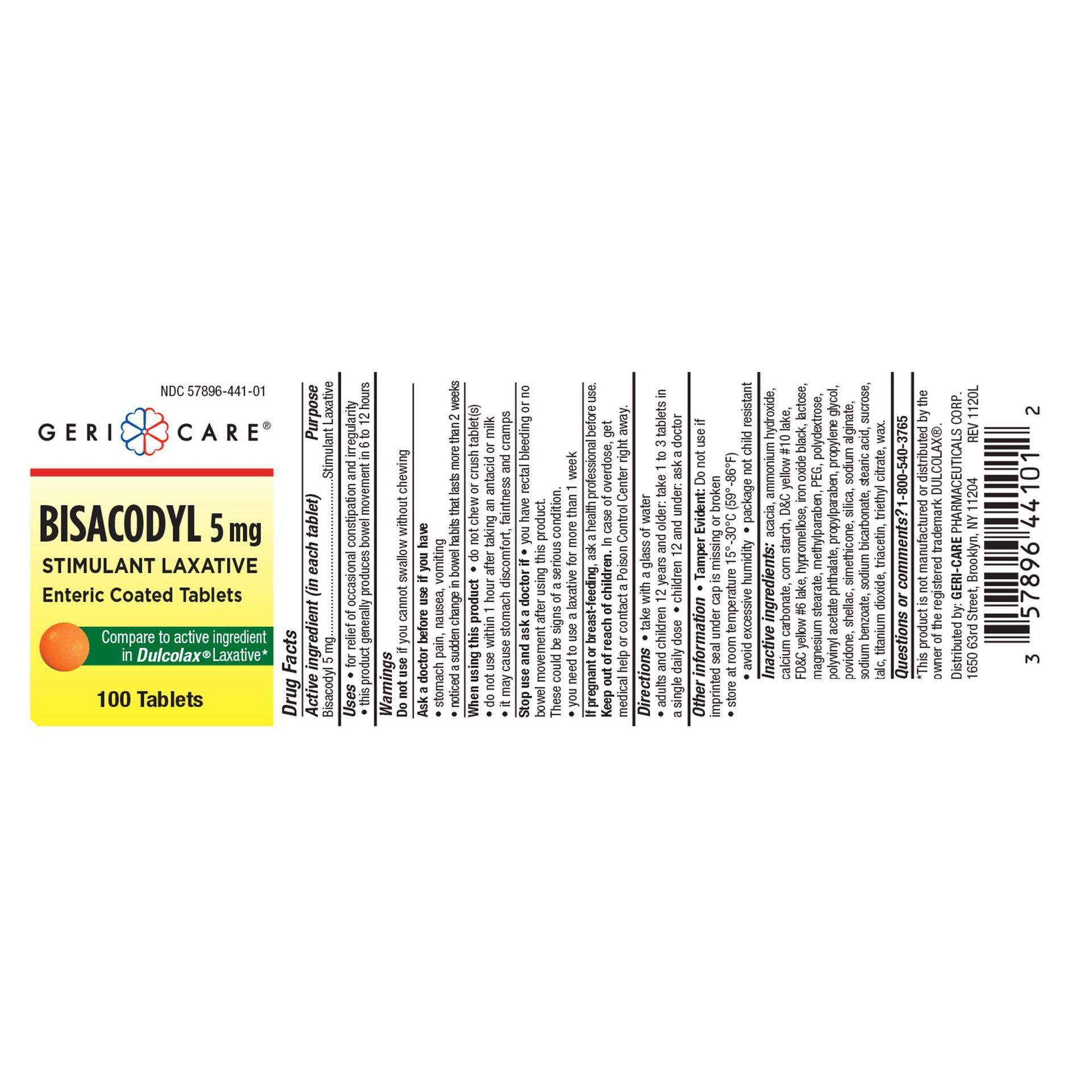 Bisacodilo EC 5mg (100 tabletas) (1 botella)