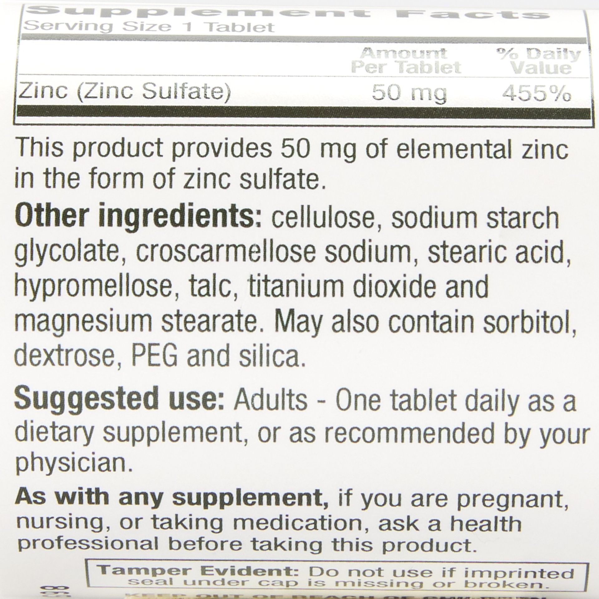 Zinc Sulfato 50 mg – 60 tabletas (1 botella)