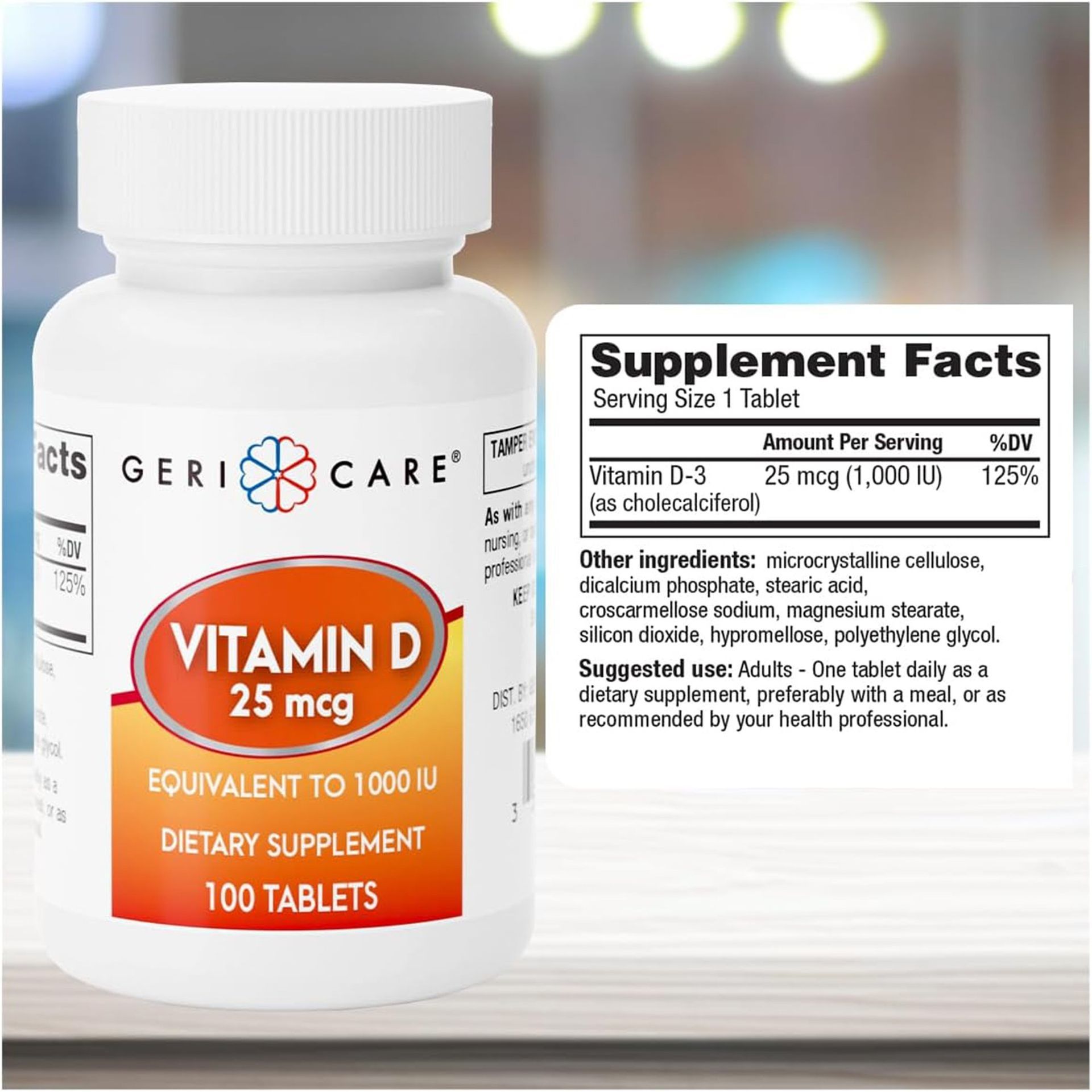 Vitamina D3 – 1000 IU – 100 tabletas (1 botella)