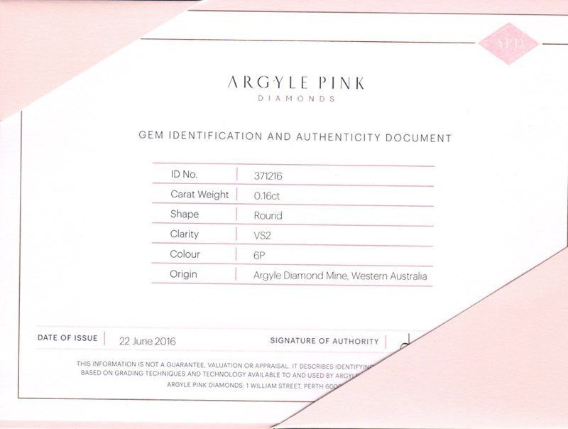 CERTIFIED ARGYLE Round Diamond 0.16CT 6P VS2