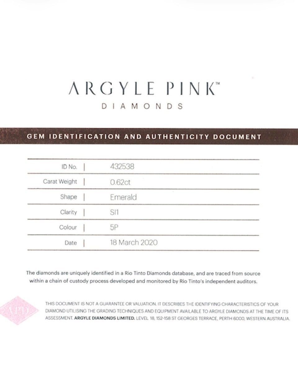 CERTIFIED ARGYLE Emerald Diamond 0.62ct 5P SI1