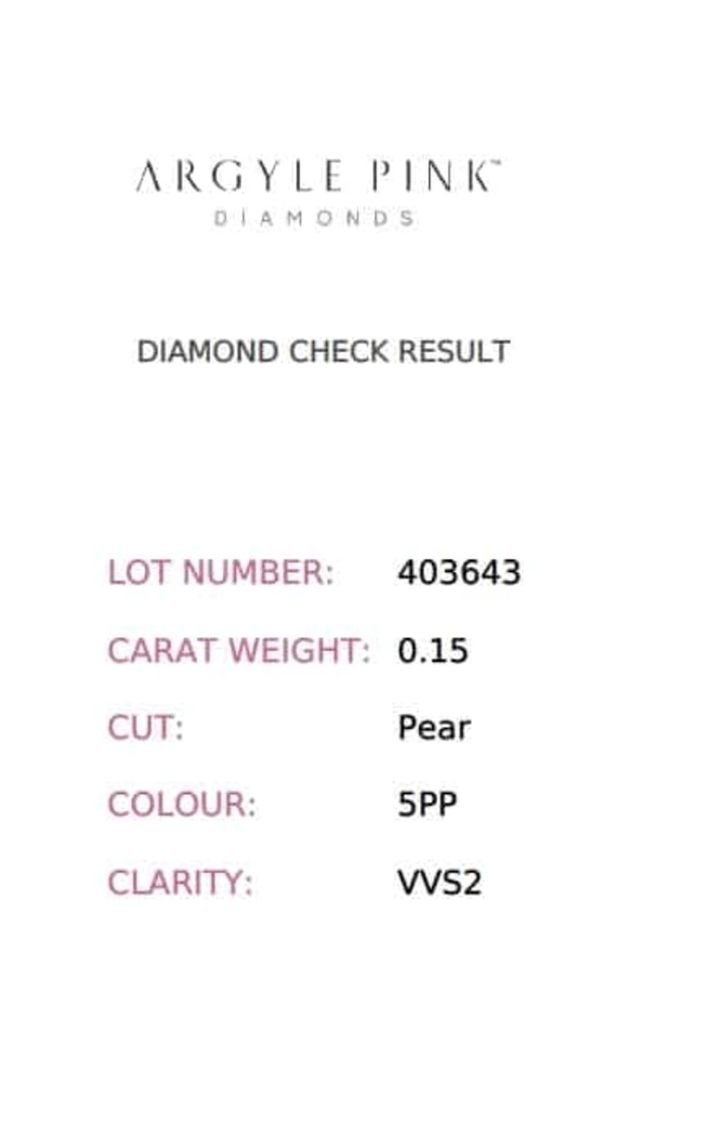 CERTIFIED ARGYLE Pear Diamond 0.15ct VVS2