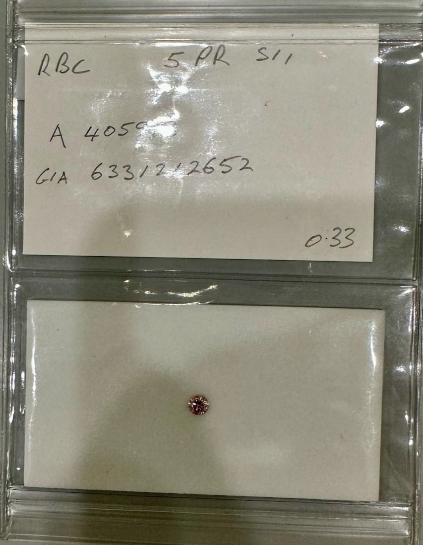 CERTIFIED ARGYLE Round Diamond 0.33ct 5PR SI1