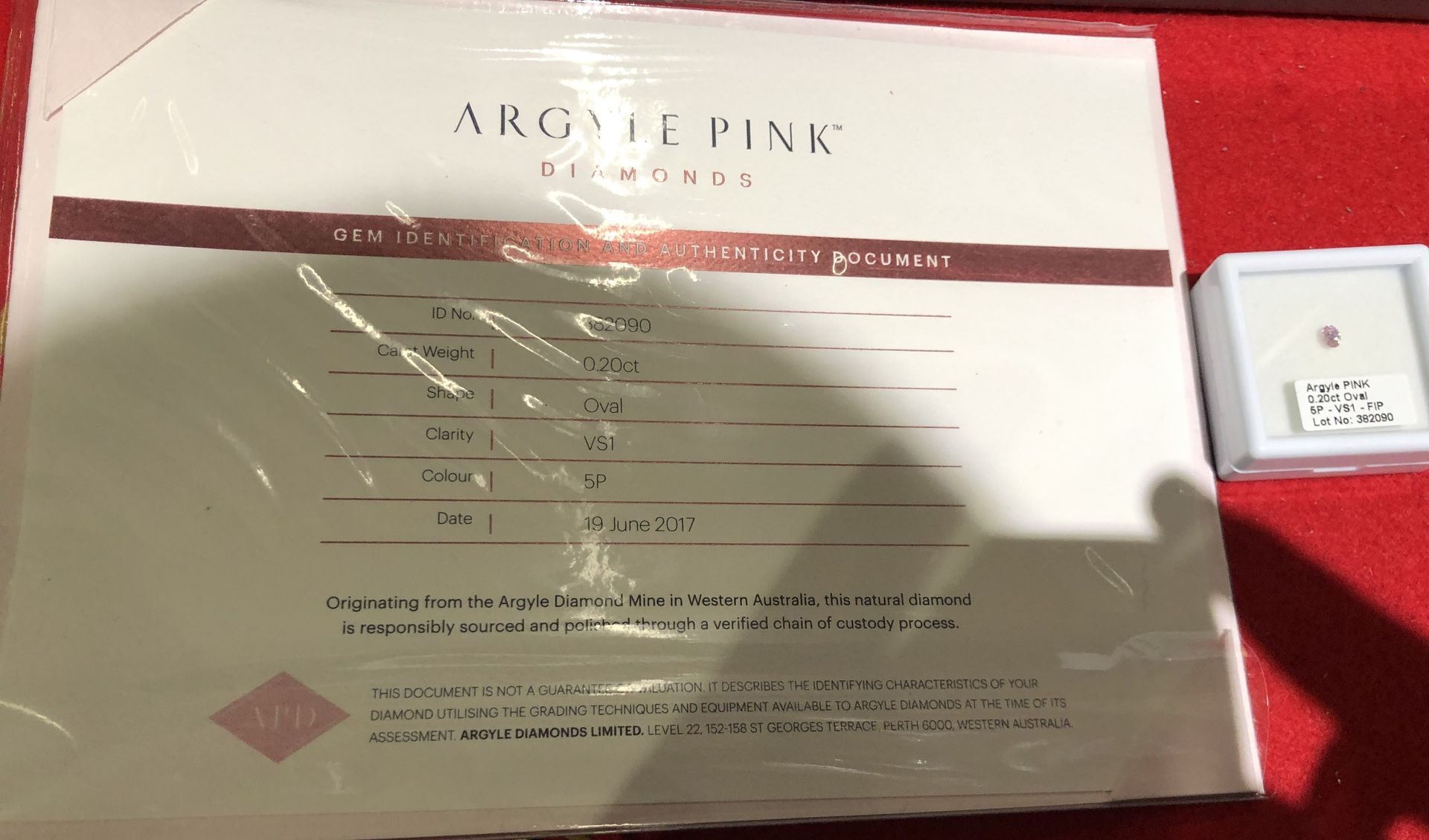 CERTIFIED ARGYLE Oval Diamond 0.20ct 5P VS1