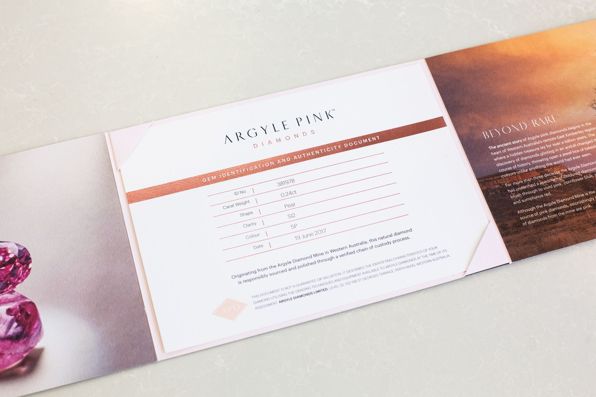 CERTIFIED ARGYLE Pear Diamond 0.24ct 5P SI2