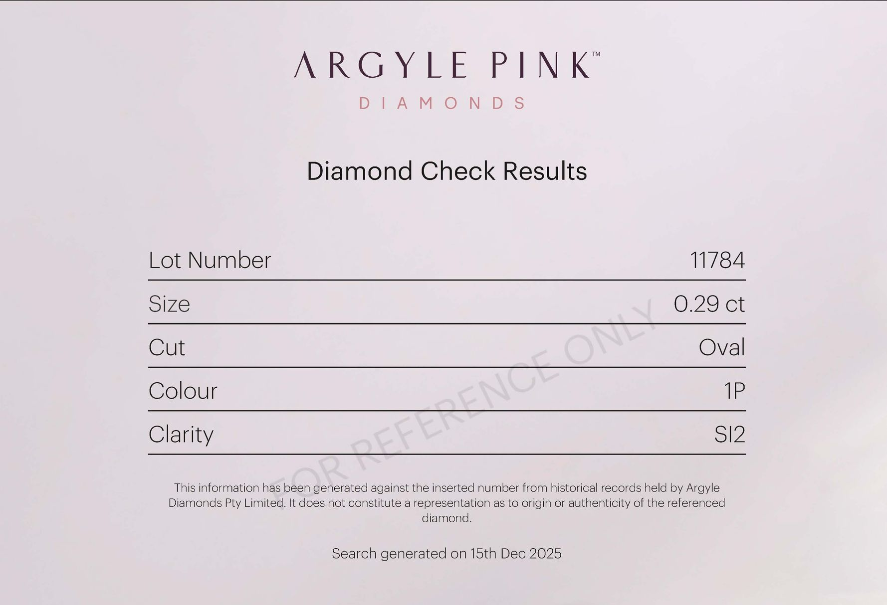 CERTIFIED ARGYLE Oval Diamond 0.29ct 1P SI2