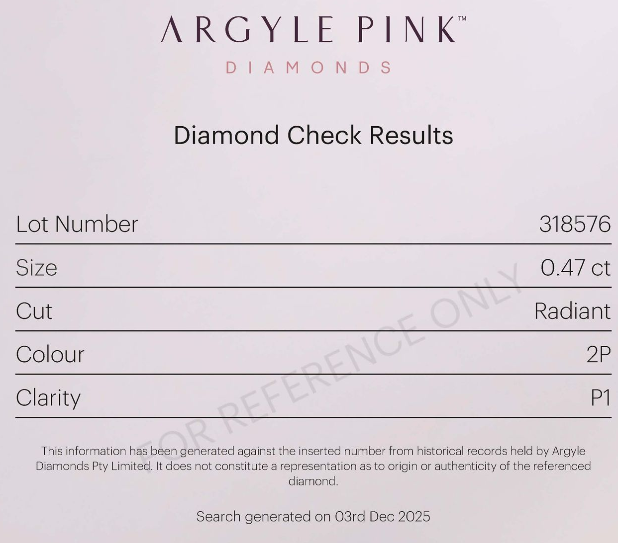 CERTIFIED ARGYLE Radiant Diamond 0.47ct 2P P1