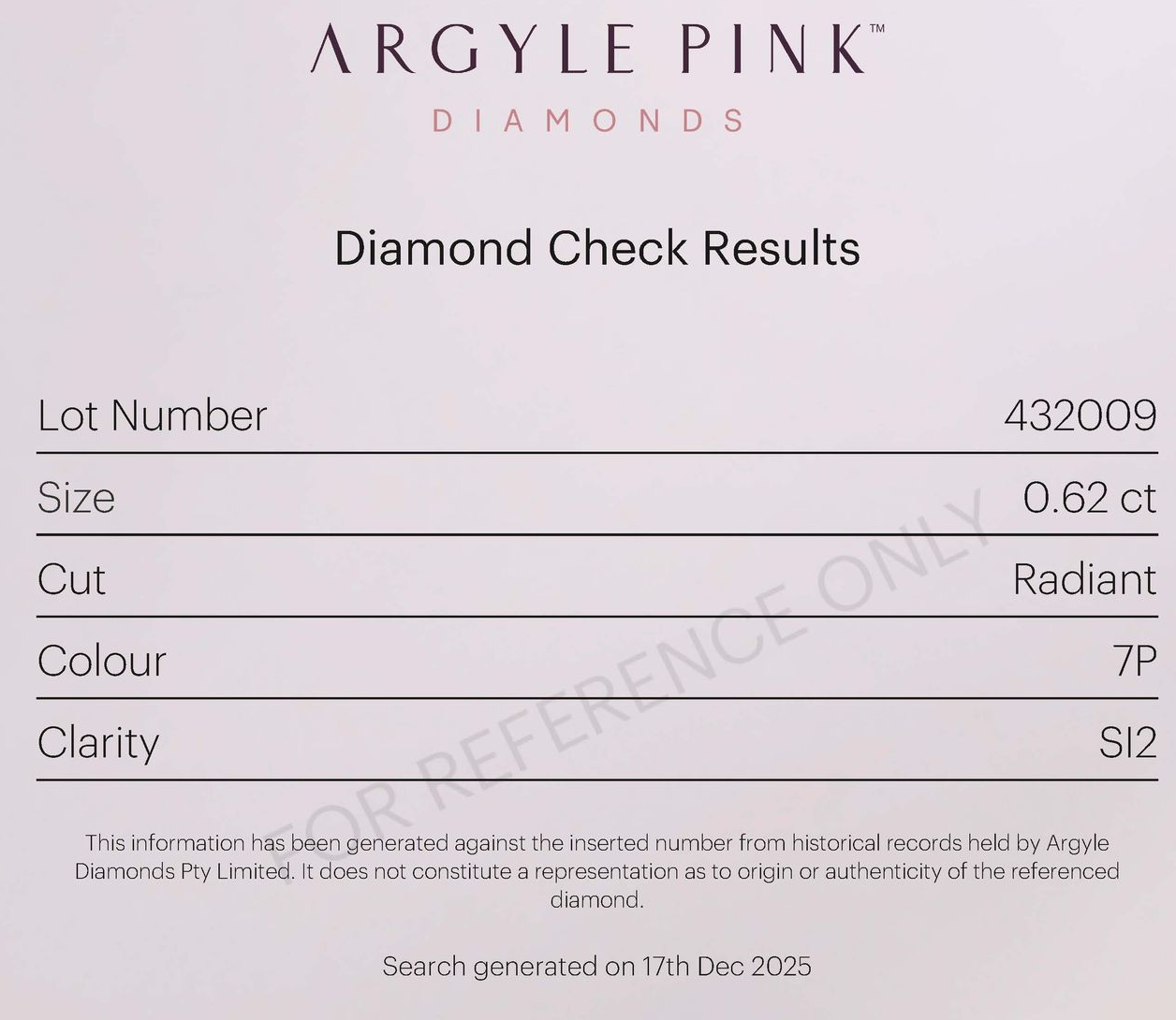 CERTIFIED ARGYLE Radiant Diamond 0.62ct 7P SI2