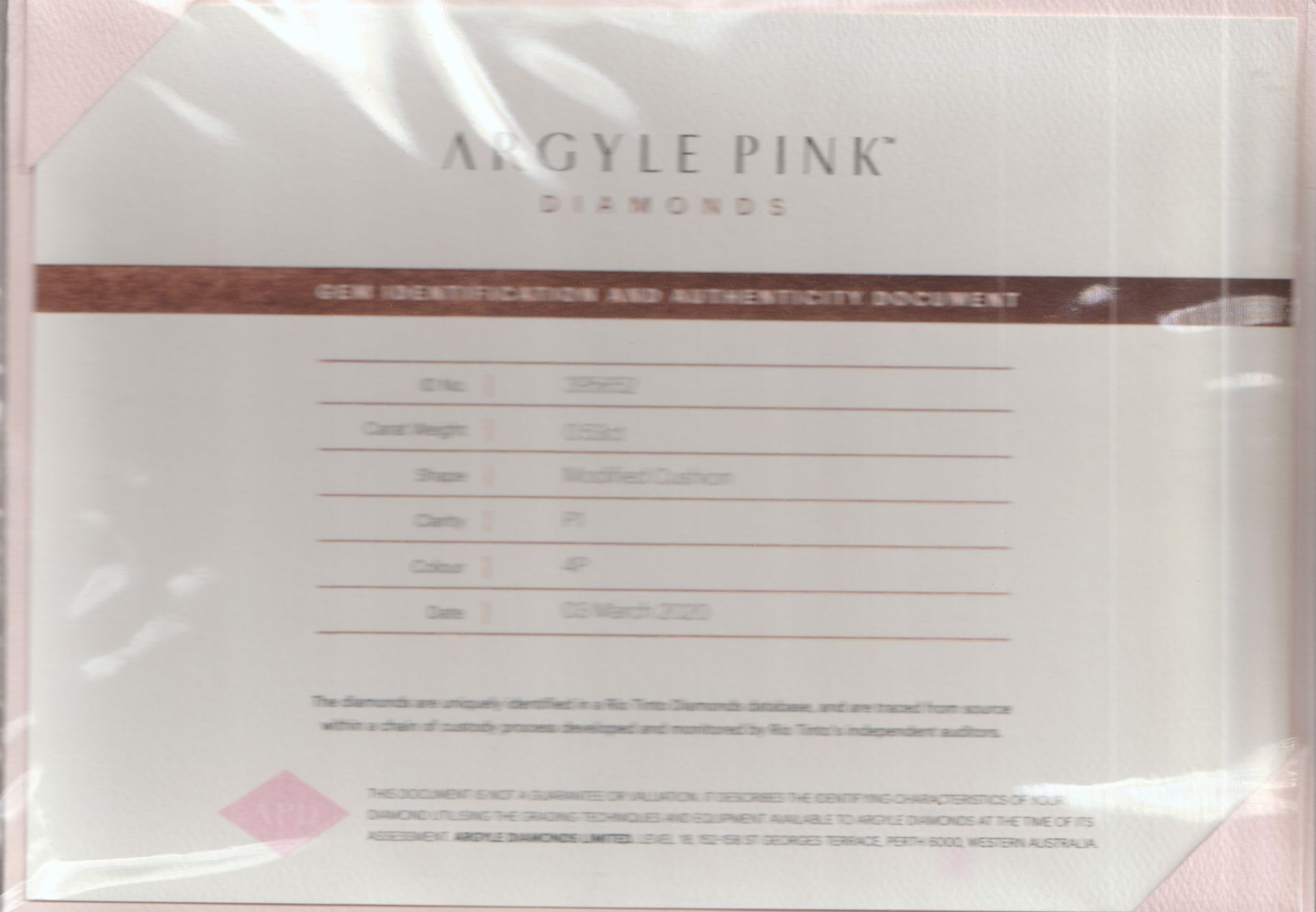 CERTIFIED ARGYLE Cushion Diamond 0.53ct 4P P1