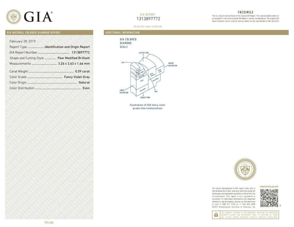 ORIGIN ARGYLE Pear Diamond 0.09CT BL2 EQ SI2