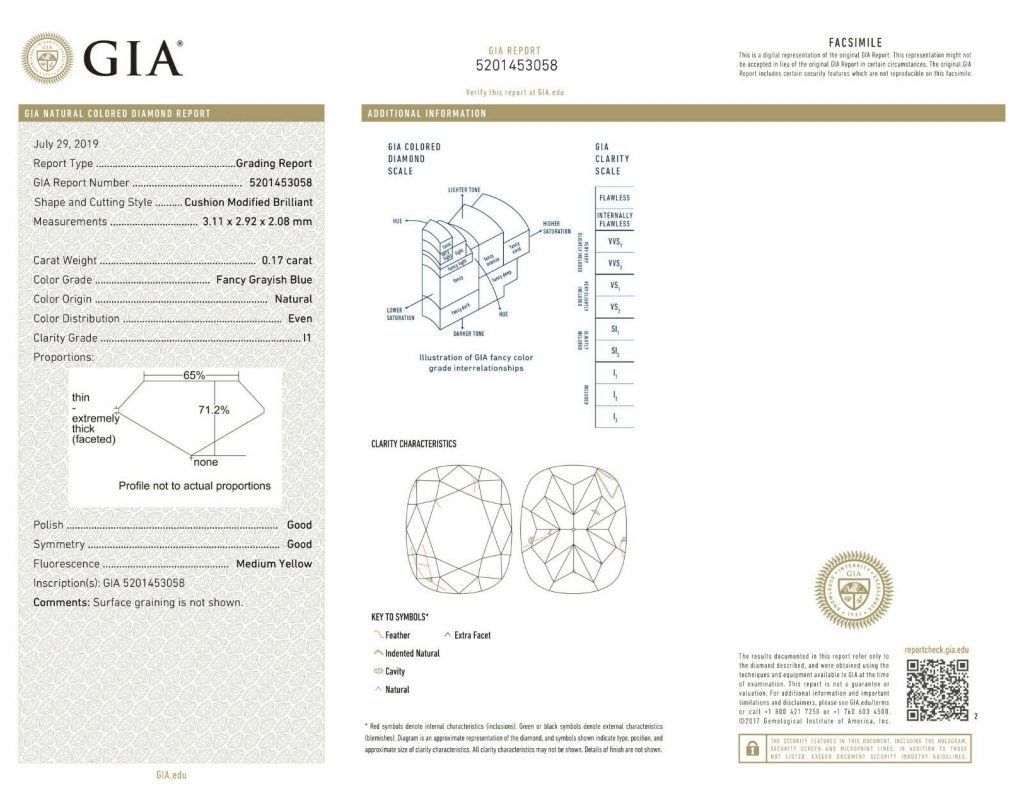 ORIGIN ARGYLE Cushion Diamond 0.17CT BL2 EQ P1