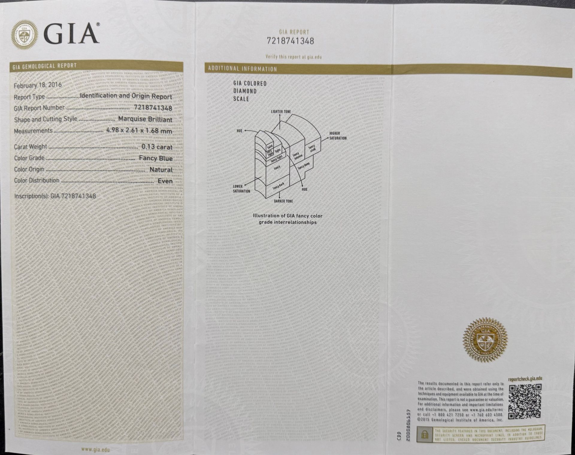 ORIGIN ARGYLE Marquise Diamond 0.13ct FB SI1