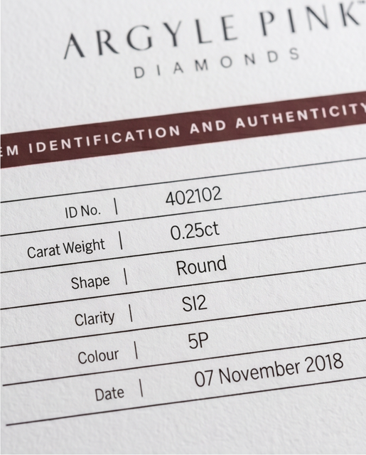 CERTIFIED ARGYLE Round Diamond 0.25ct 5P P1