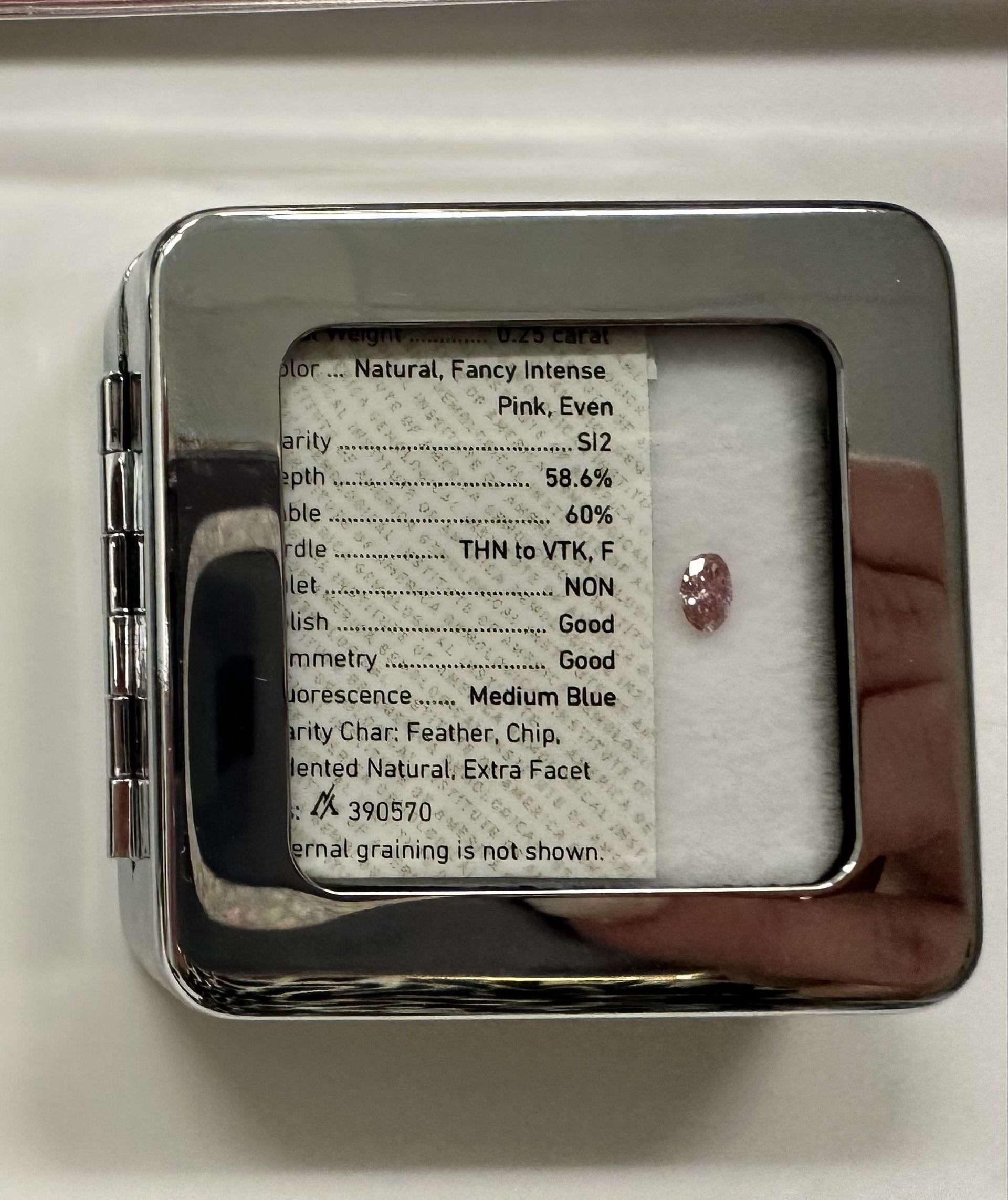 CERTIFIED ARGYLE Oval Diamond 0.25CT 4PR SI2