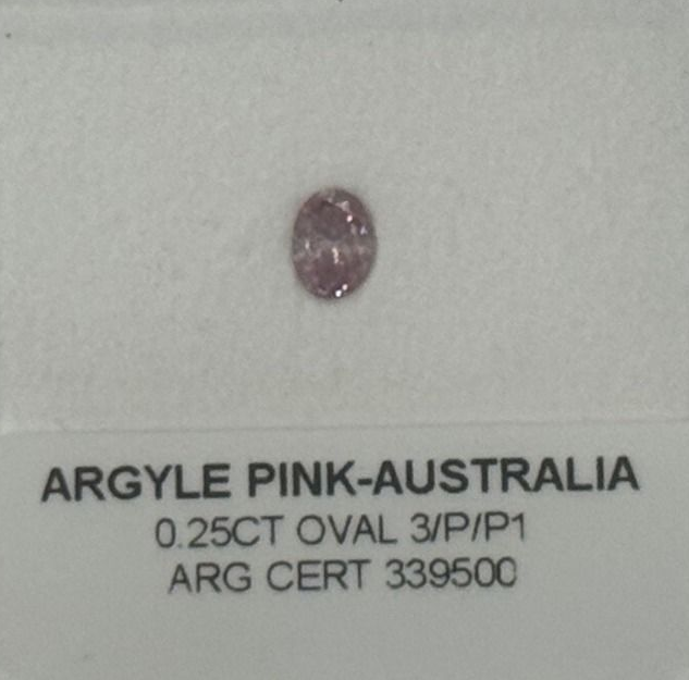 CERTIFIED ARGYLE Oval Diamond 0.25ct 3P P1/SI2