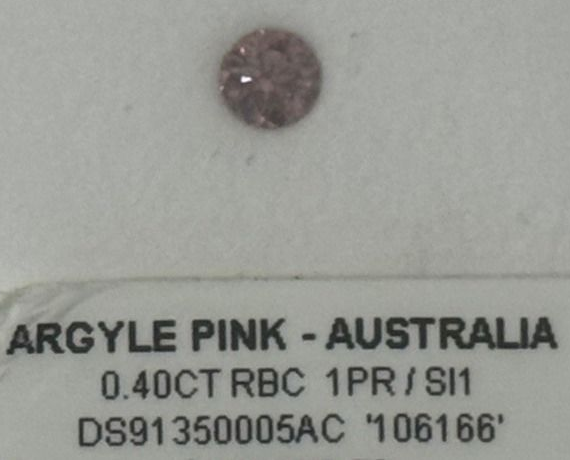 CERTIFIED ARGYLE Round Diamond 0.40ct 1PR SI1