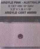CERTIFIED ARGYLE Round Diamond 0.13ct 5P SIAV