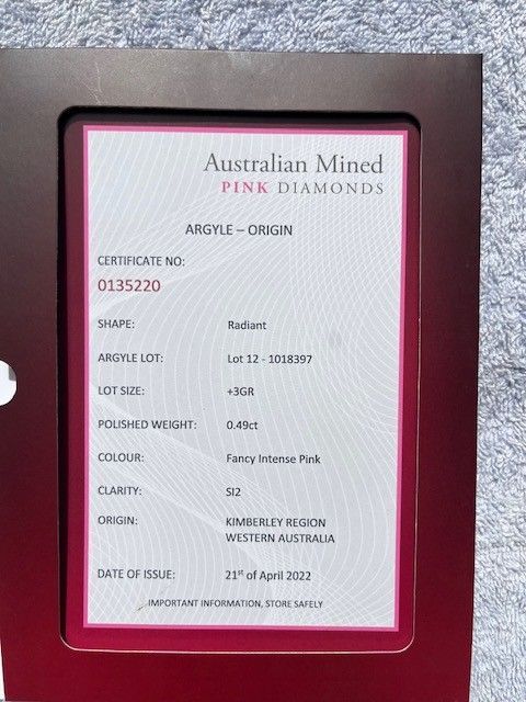 ORIGIN ARGYLE Radiant Diamond 0.49ct 6PP EQ SI2