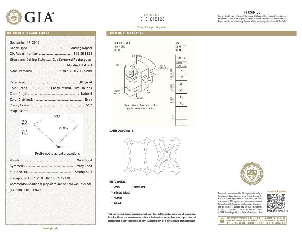 CERTIFIED ARGYLE Radiant Diamond 1.01ct 6PP VS2