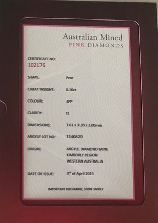 ORIGIN ARGYLE Pear Diamond 0.16ct 3PP P1