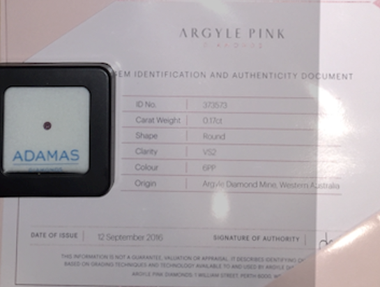 CERTIFIED ARGYLE Round Diamond 0.17ct 6PP VS2