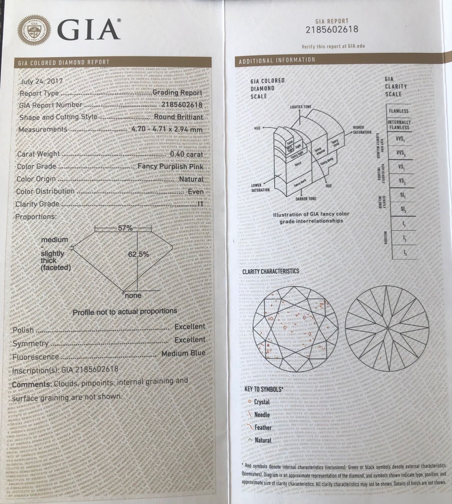 ORIGIN ARGYLE Round Diamond 0.40ct 6P P1