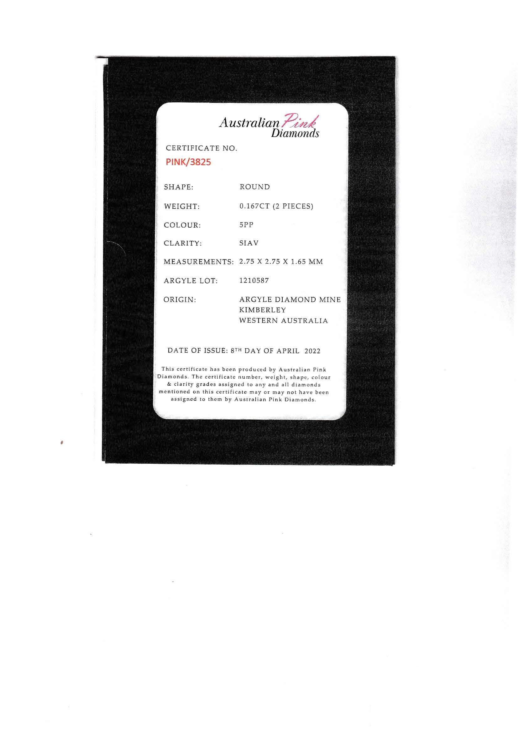 ORIGIN ARGYLE Round Diamonds 3PP 2 = 0.06ct SIAV