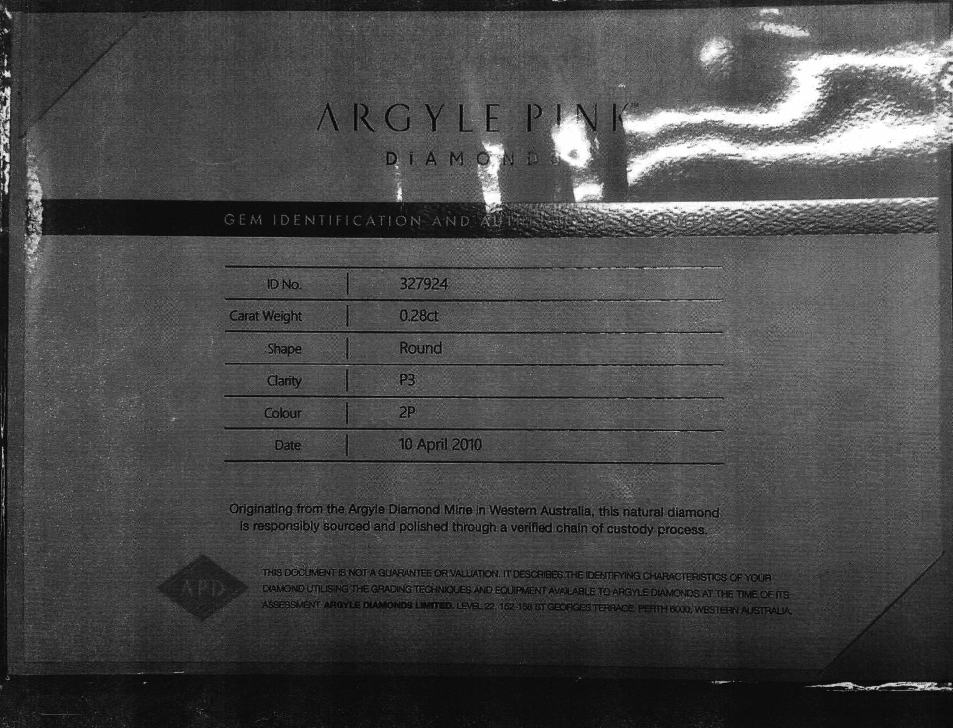 CERTIFIED ARGYLE Round Diamond 0.28ct 2PP P3