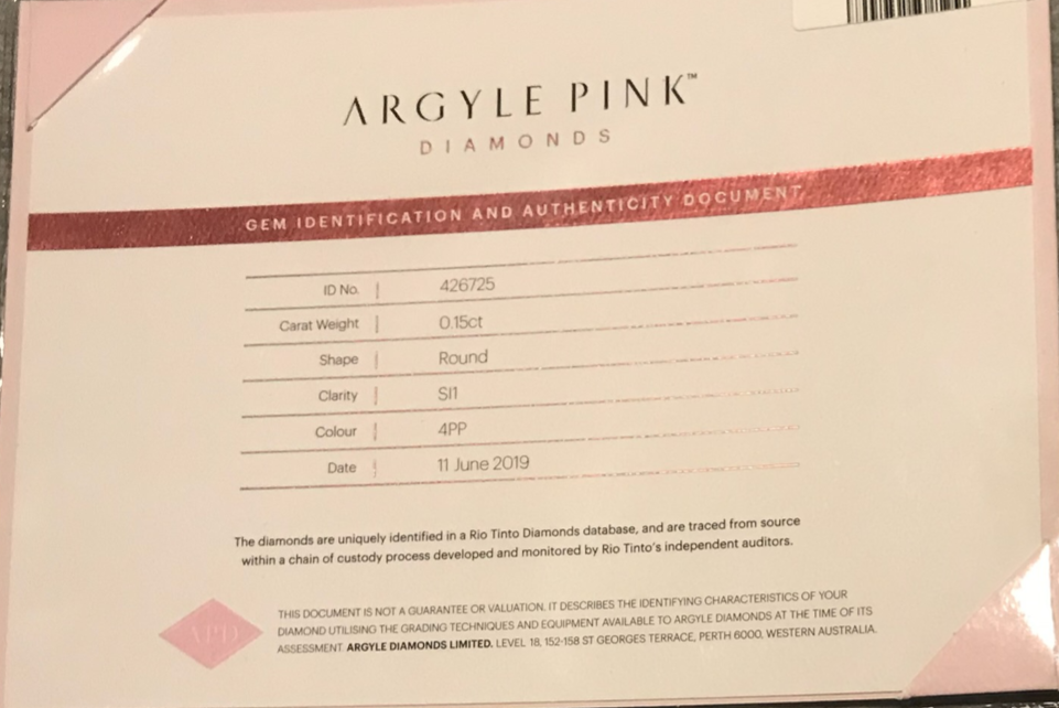 CERTIFIED ARGYLE Round Diamond 0.15ct 4PP SI1