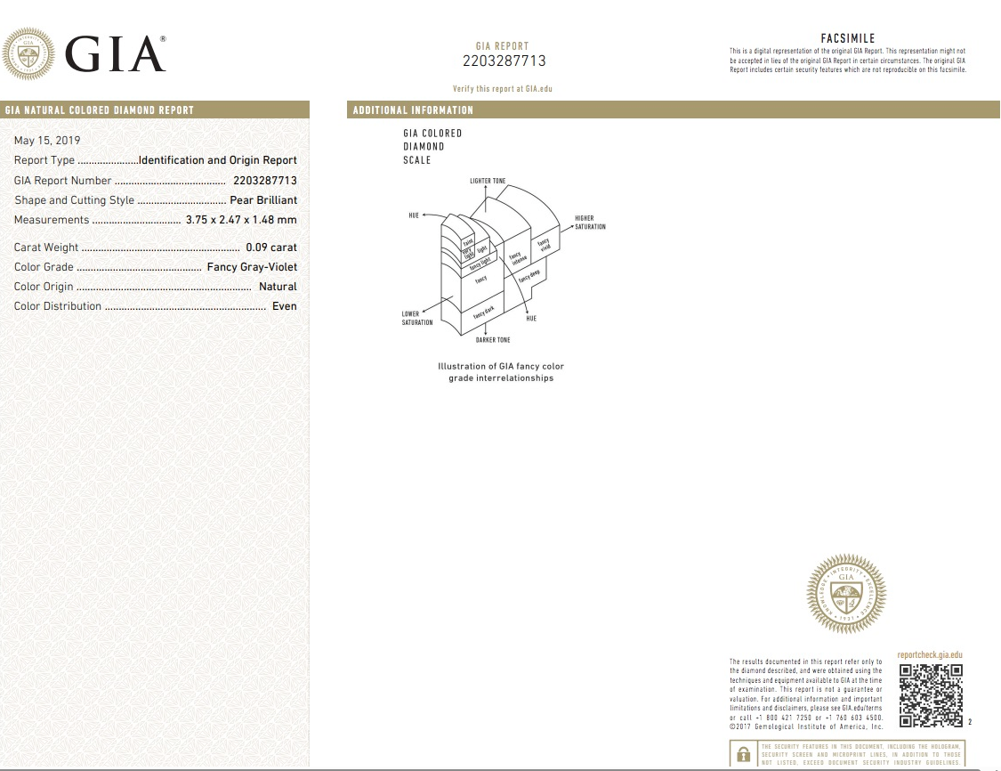 ORIGIN ARGYLE Pear 0.09ct BL2 SI2