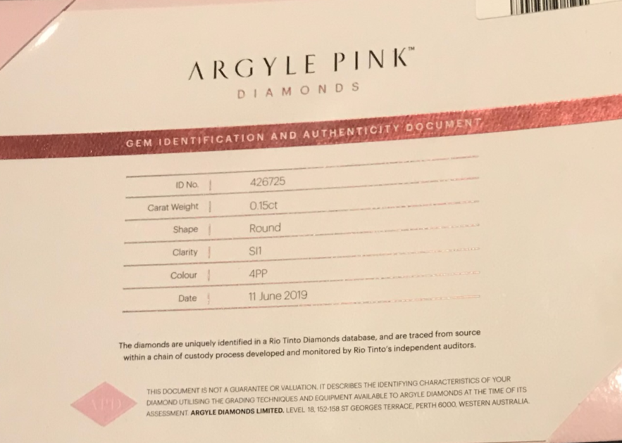 CERTIFIED ARGYLE Round Diamond 0.15ct 4PP SI1