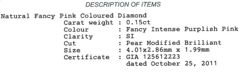 ORIGINA ARGYLE Pear Diamond 0.15ct 5P SI