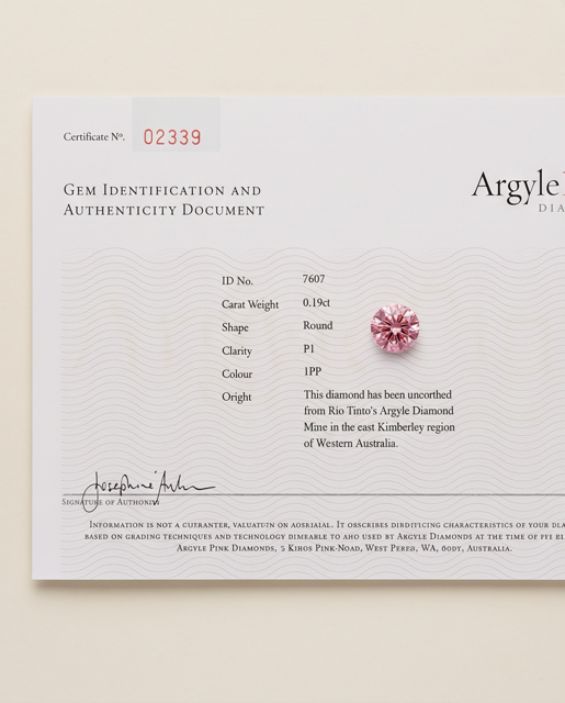 CERTIFIED ARGYLE Round Diamond 0.19ct 1PP P1