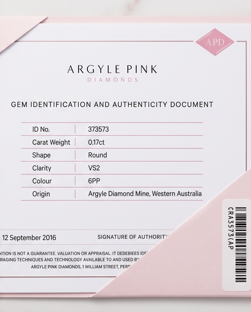 CERTIFIED ARGYLE Round Diamond 0.17ct 6PP VS2