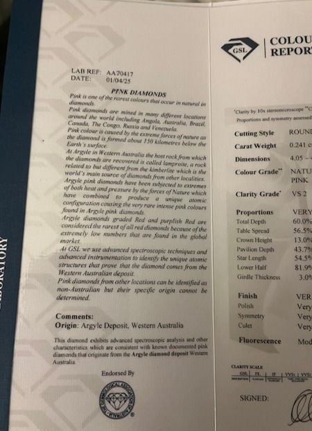 ORIGIN ARGYLE Round Diamond 0.24CT 6P VV2